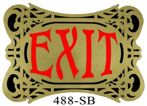 Fancy 1920's-Style Oval Brass Face Exit Sign (488-SB)